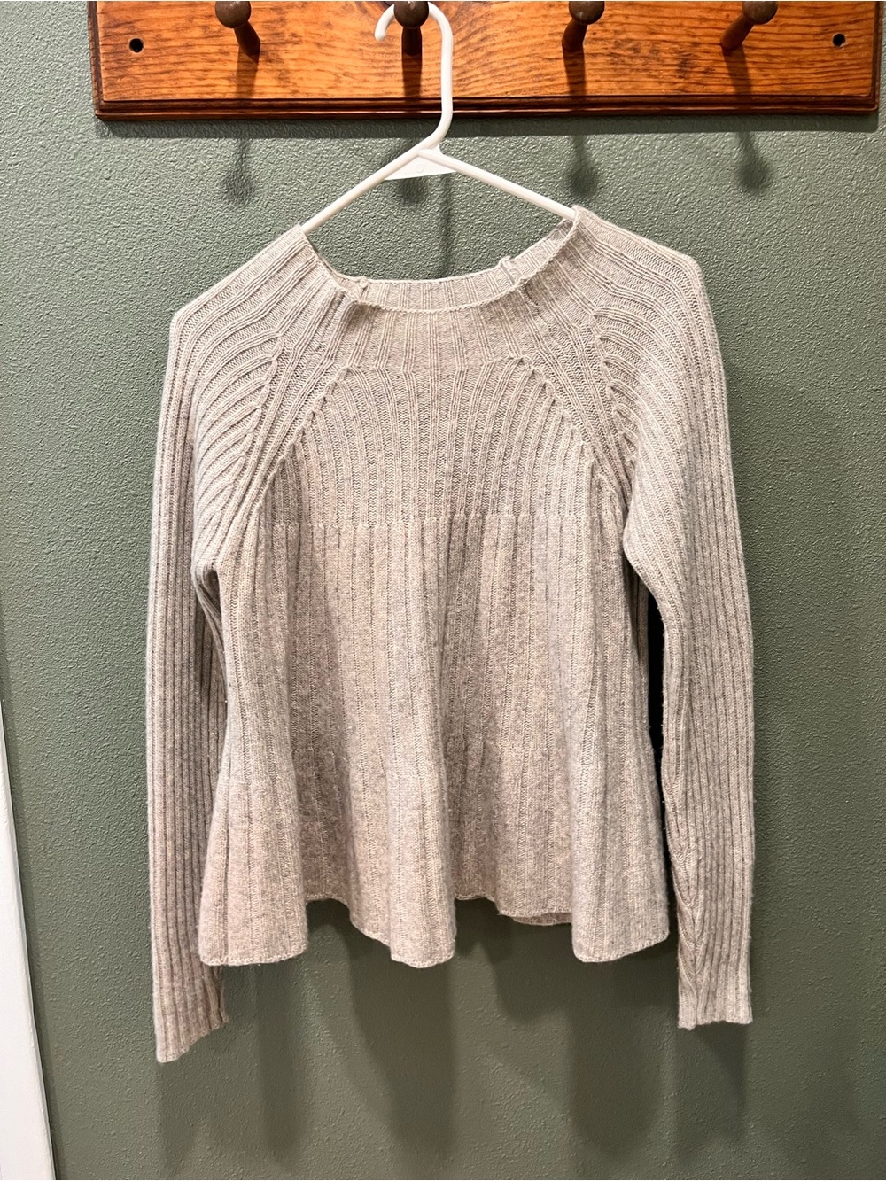 Rebecca Taylor Light Gray Ribbed Crewneck Sweater